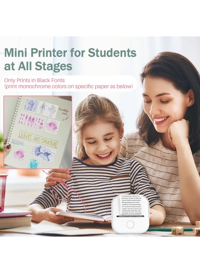 Mini Printer - T02 Bluetooth Inkless Instant Photo Printer, Small Thermal Pocket Sticker Printer, Portable Mobile Phone Picture Printer, For Students, Christmas Gift, White (Bunny Case Not Included) - Image 2